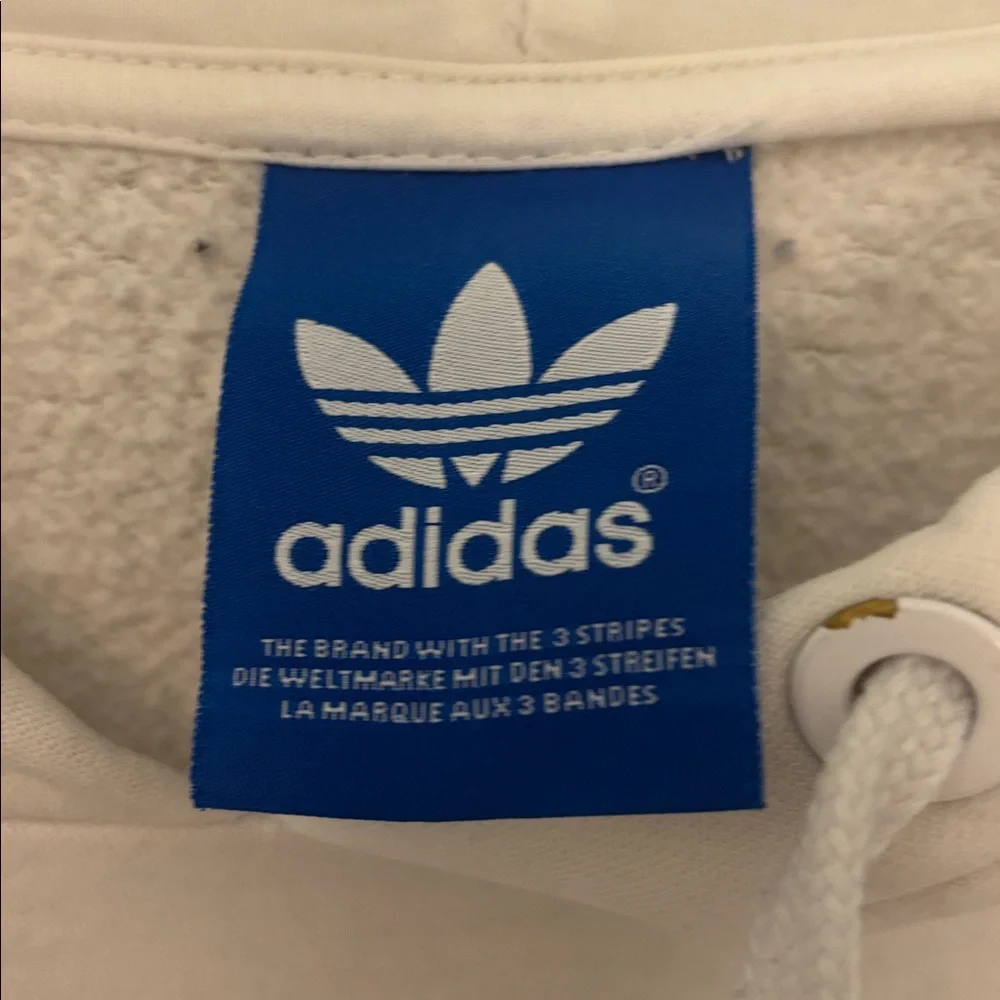 Adidas White Hoodie with Black Trefoil